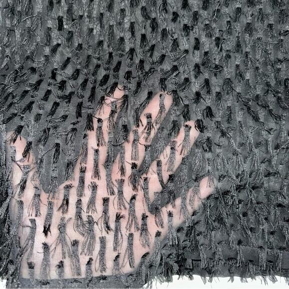 Zara Black Fringe Balloon Sleeve Top Size Small - Picture 6 of 12